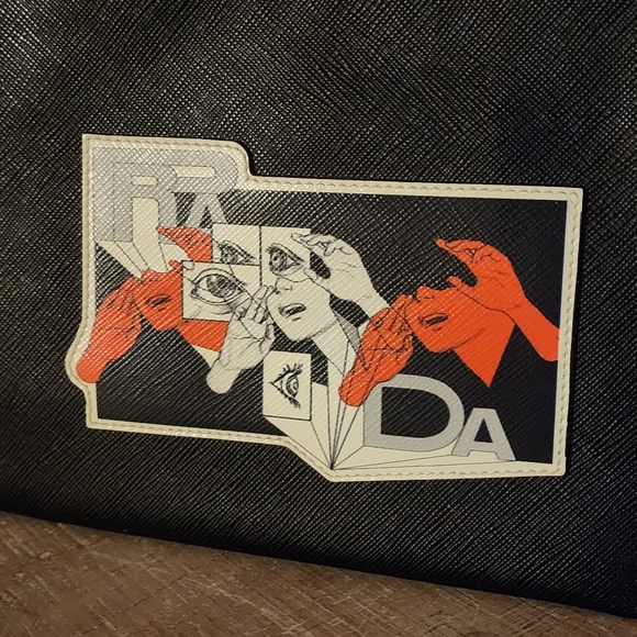 Prada Comic Patch Saffiano Pouch / Wristlet - Picture 2 of 12